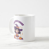 Trick or Treat Kawaii Witch Mug – Pumpkin Candy  (Devant gauche)