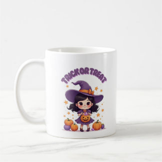 Trick or Treat Kawaii Witch Mug – Pumpkin Candy Koffiemok