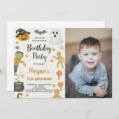 Trick or treat Kinder Halloween Verjaardagsuitnodi Kaart (Voorkant / Achterkant)