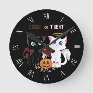 Trick or treat Kittens Ronde Klok