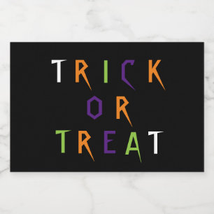 Trick or treat kleurrijke leuke typografie Hallowe Voedselcontainer Etiket