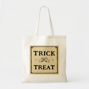 trick or treat label tote bag