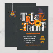 Trick or treat Lettering Halloween Invitation Kaart (Voorkant / Achterkant)