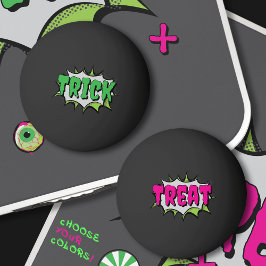 'Trick or treat' Leuke Halloween Stripboek Pop Art Pingpongballen