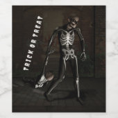 Trick or Treat. Man dressed as skeleton Wijn Etiket (Enkel label)