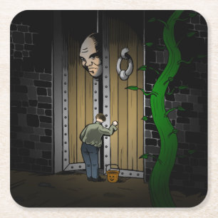 Trick or treat met Jack Vierkante Kartonnen Onderzetter