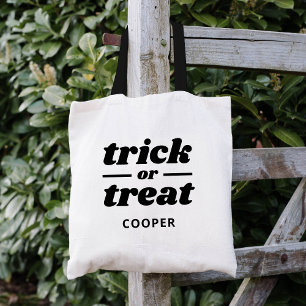 Trick or treat met monogram Halloween Tote Bag