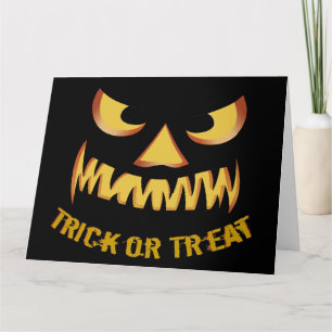Trick or treat met pompoen gezicht kaart