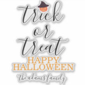 Trick or treat Modern Script Halloween Sticker (Voorkant)