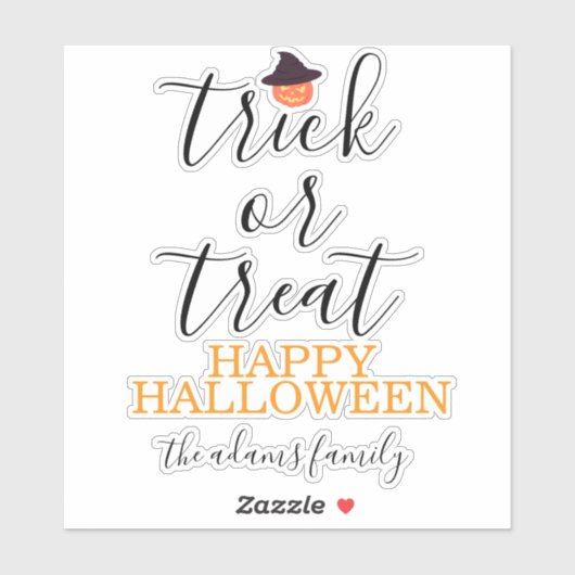 Trick or treat Modern Script Halloween Sticker (Vel)