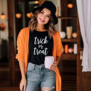 Trick or treat Modern Script Womens Halloween Tri-Blend Shirt