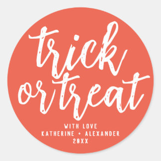Trick Or Treat Moderne Elegante Gepersonaliseerde Ronde Sticker