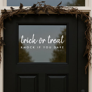 Trick or treat   Moderne witte halloween deur Raamsticker