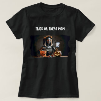 Trick or treat Mom AI Robot met pompoen & traktati T-shirt