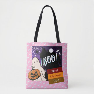 trick or treat, naam gepersonaliseerd Halloween ro Draagtas