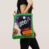 trick or treat, naam gepersonaliseerd Halloween ro Draagtas (Dichtbij)