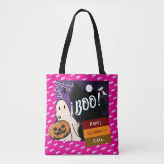 trick or treat, naam gepersonaliseerd Halloween ro Draagtas