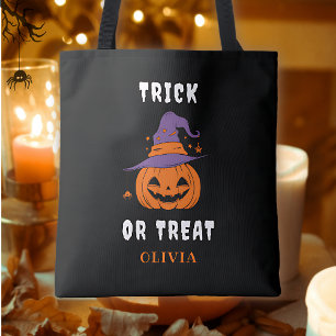 Trick or treat Naam Pompoen Gepersonaliseerde Hall Draagtas