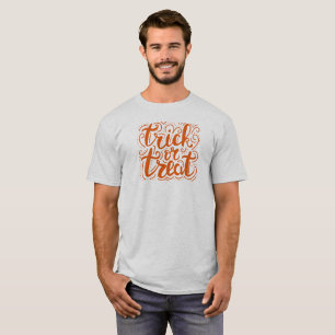 Trick or treat oranje Halloween-tekstontwerp T-shirt