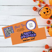 Trick or treat Oranje Happy Halloween Bedankt Mini Visitekaartje