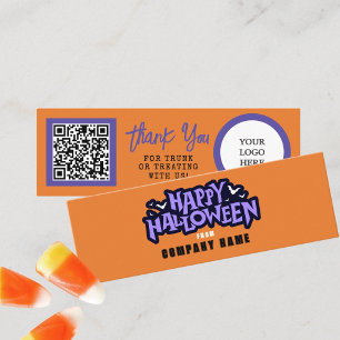 Trick or treat Oranje Happy Halloween Bedankt Mini Visitekaartje