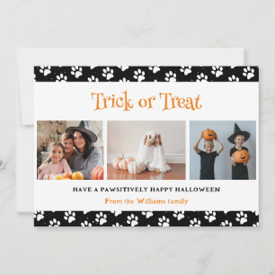 Trick or treat Paws Pet Foto Halloween Feestdagenkaart