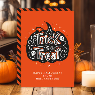 Trick or Treat Pompoen Halloween Klaslokaal Kaart