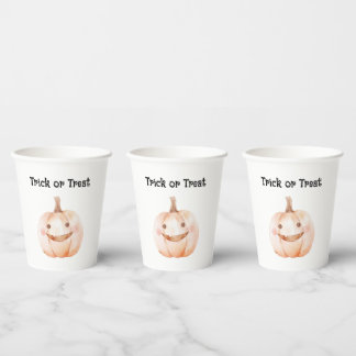 Trick or Treat Pompoen Halloween Papieren Bekers