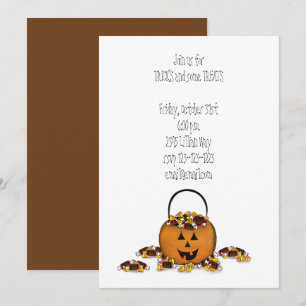 Trick or Treat Pompoen met Snoep Uitnodiging