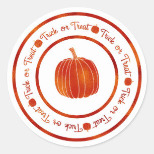 Trick or Treat & Pompoen Oranje Glam Halloween Ronde Sticker