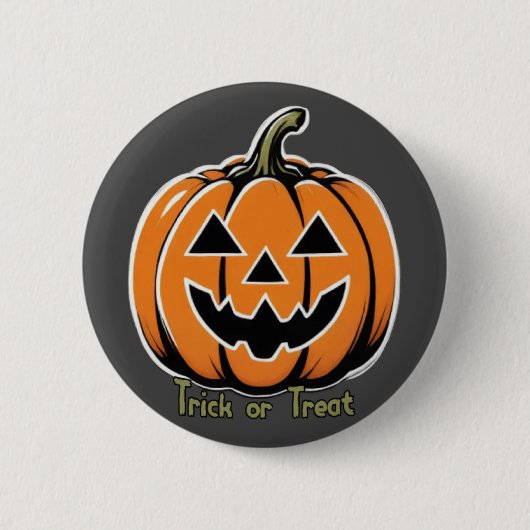 Trick or treat- Pompoen Ronde Button 5,7 Cm (Voorkant)