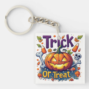 Trick Or Treat Pompoen Snoep Schedel Halloween 🎃 Sleutelhanger