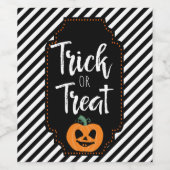 trick or treat pompoen wijn halloween wijnfles wijn etiket (Enkel label)