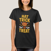 Trick Or Treat Pumpkin Halloween Ice Hockey T-shirt (Voorkant)