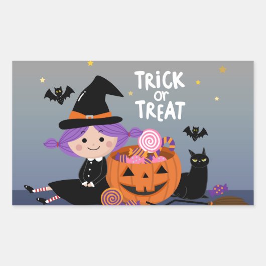 Trick or treat rechthoekige sticker (Voorkant)