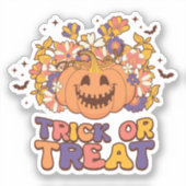 Trick or treat Retro Groovy Halloween Sticker (Voorkant)