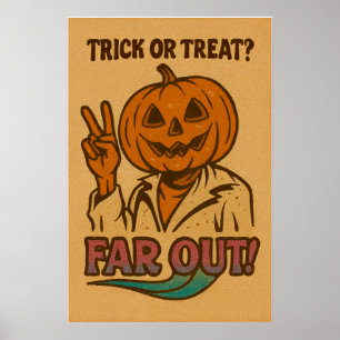 Trick or treat? Retro Halloween pompoen Poster