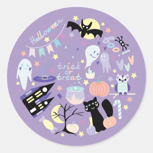Trick or treat ronde sticker (Voorkant)