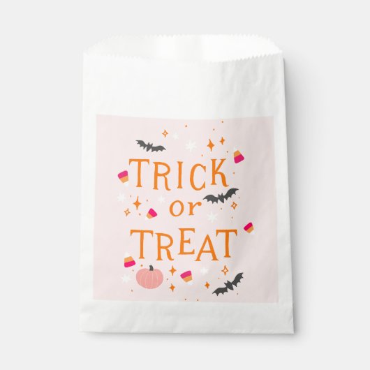 Trick or treat Roze Halloween Bedankzakje (Voorkant)