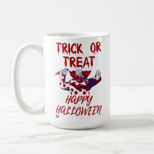 "TRICK OR TREAT SCARY CLOWN" halloween grappig Koffiemok