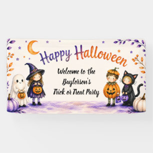Trick or Treat Schattig Fun Script Halloween Feest Spandoek