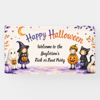 Trick or Treat Schattig Fun Script Halloween Feest Spandoek