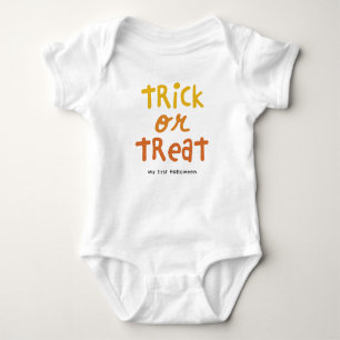 Trick or treat schattig geel sinaasappel Halloween Romper