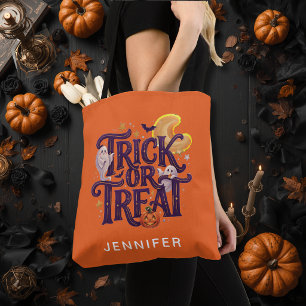 Trick or Treat Schattig Geest Oranje Draagtas