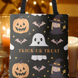 Trick Or Treat Schattig Geestje Pompoen Heks Hallo Draagtas
