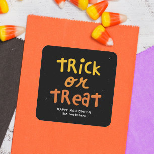 Trick or treat schattig leuk gepersonaliseerd Hall Vierkante Sticker