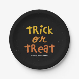 Trick or treat schattig zwart sinaasappel Hallowee Papieren Bordje