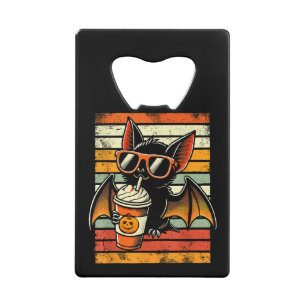 Trick or treat Schattige Bat Hipster Latte Funny H Kredietkaart Flessenopener