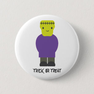 Trick or Treat- Schattige Frankenstein Ronde Button 5,7 Cm