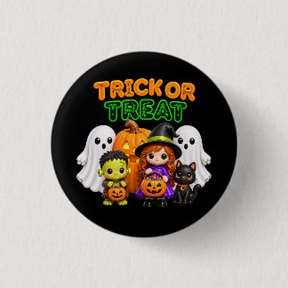 Trick or Treat - Schattige Halloween Vrienden Ronde Button 3,2 Cm